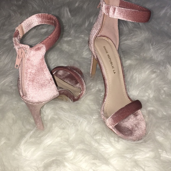 pink velvet heels